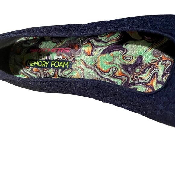Skechers Cleo Air Cooled Womens Comfort Shoes 8.5 Blue Stretch Knit Fit Cushion - Picture 3 of 9